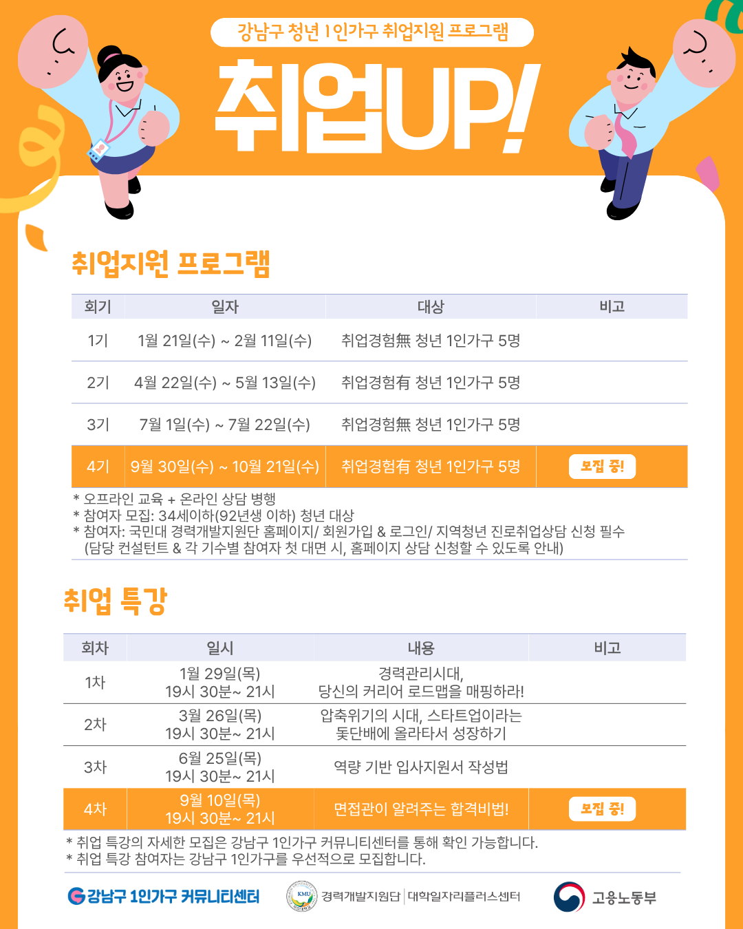 강남구 청년 1인가구 취업지원 프로그램 <취업UP! 4기>